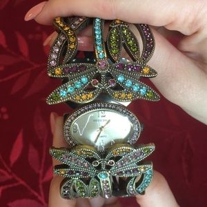 HEIDI DAUS dragonfly cuff bracelet/watch combo